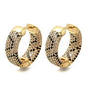 Серьги-кольца из латуни с микропаве из кубического циркония EJEW-H016-23G