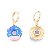 Boucles d'oreilles pendantes donut en émail EJEW-N012-101