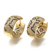 Серьги-кольца из латуни с микропаве из кубического циркония EJEW-H016-17G