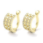 Серьги-каффы из латуни с микропаве и кубическим цирконием EJEW-C086-12G