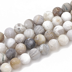 Bambú naturales Cuentas hoja de ágata hebras, esmerilado, redondo, 4mm, agujero: 1 mm, aproximamente 96 pcs / cadena, 15.5 pulgada