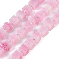 Hebras de cuentas de murano nepales hechas a mano, Forma de caja de cubo 3d, rosa, 5.5x6x5.5mm, agujero: 1 mm, aproximamente 51~53 pcs / cadena, 15.59''~16.26'' (39.6~41.3 cm)