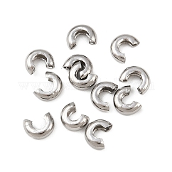 Cubiertas de cuentas de engarce de acero inoxidable 304 resistentes al deslustre, color acero inoxidable, 5x4.5x2~2.5mm, agujero: 2 mm