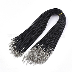 Ciré fabrication de collier, avec alliage de zinc mousquetons, platine, noir, 17.8 pouce ~ 18 pouces (45.5~46 cm), 2mm