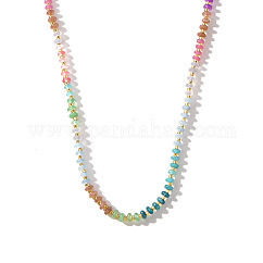 Bunte Rondellperlen Halsketten aus natürlichen Perlen für den Sommer-Strand-Stil, Messingverschluss & Verlängerung, 16.54 Zoll (42 cm)