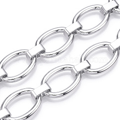 Chaînes à maillons ovales en aluminium, non soudée, platine, 27.5x19x4mm, 12x5x1.5mm