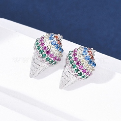 Латунные микро проложить серьги стержня кубического циркония EJEW-Q015-16P