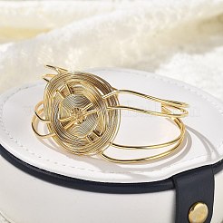 女性用304ステンレススチールカフバングル  フラットラウンド  内径：2-3/8インチ（6.1cm）&nbsp;BJEW-Z091-05G-03