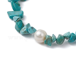 Braccialetti elastici in scaglie di turchese sintetico per donna&nbsp;BJEW-JB11343-12