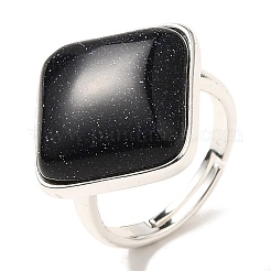 Регулируемые кольца из синтетического синего золота с золотым камнем RJEW-H240-01S-09