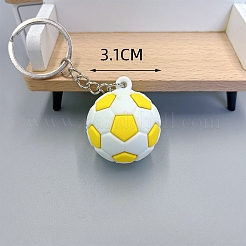 サッカー PVC バッグ キーチェーン  バックパック吊り下げ装飾  きいろ  31mm&nbsp;PW-WG5BC74-05