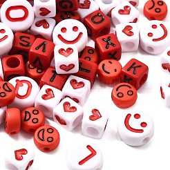 200 шт. акриловые бусины с надписями и надписями&nbsp;MACR-FP0001-28