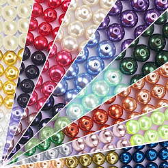 Круглые бусины из экологически чистого окрашенного стекла с жемчугом HY-PH0011-01-10mm