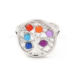 Открытое кольцо-манжета с красочным деревом жизни из бисера из смолы RJEW-G274-02P