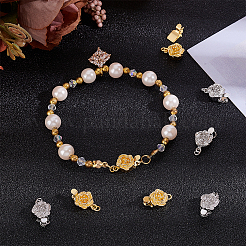 8 Stück 2 Farben Blumen-Messing-Box-Verschlüsse&nbsp;KK-AR0004-84