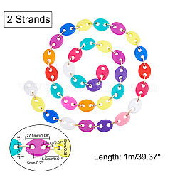 2 прядь цепочек из кофейных зерен ручной работы из пластика AJEW-AR0001-10