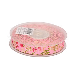 花柄片面プリントポリエステルグログランリボン  パールピンク  5/8インチ（16mm）  約100ヤード/ロール（91.44メートル/ロール）&nbsp;SRIB-A011-16mm-240874