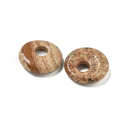 Natürlicher Bildjaspis Donut/Pi-Scheibenanhänger&nbsp;G-G142-02F