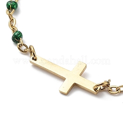 Ионное покрытие (ip) нержавеющая сталь 304 с эмалированными цепочками-браслетами BJEW-K226-03G