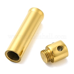 イオンプレーティング（IP）304ステンレススチールペンダントとラインストーン  シリンダー  ゴールドカラー  38x9x6x9mm  穴：2.5mm&nbsp;STAS-D110-45G