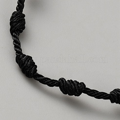 ナイロンコード編みブレスレット男性用、女性用  ブラック  内径：2~3-1/8インチ（5~7.8cm）&nbsp;BJEW-WH0031-022B
