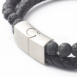 Bracciali multifilo con perline tonde in pietra mista naturale&nbsp;BJEW-JB06566