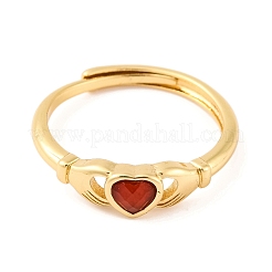 Mano con cuore anelli regolabili in agata corniola naturale&nbsp;RJEW-Q817-06G-02