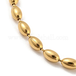 201 браслет-цепочка из нержавеющей стали с бусинами для регби&nbsp;LS-BJEW-G696-01B-G