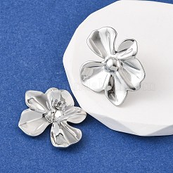 304ステンレススチールスタッドピアス  カドミウムフリー＆ニッケルフリー＆鉛フリー  ステンレス鋼色  花  33x28.5mm&nbsp;LS-EJEW-I323-01P-01