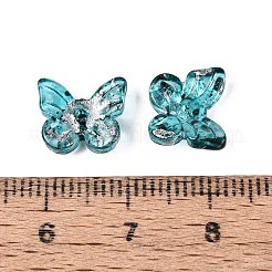 ピカソの透明ガラスビーズ  蝶  ダークターコイズ  9.5x11x4mm  穴：0.9~1.2mm  約1020個/ポンド&nbsp;SEED-N012-06E