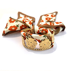 Bracelet manchette creux en acier inoxydable 304 à motif floral&nbsp;WG31ED2-01