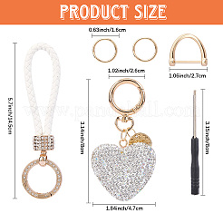 2 portachiavi e ciondolo in pelle PU e lega con strass intrecciati&nbsp;KEYC-CN0001-11D