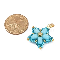 Подвески из стеклянного бисера ручной работы и синтетических окрашенных бусин императорской яшмы PALLOY-MZ00751-01