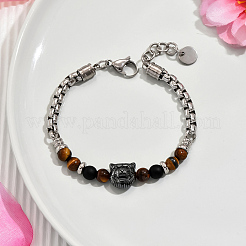 Браслеты из круглых бусин из натурального тигрового глаза UD5541