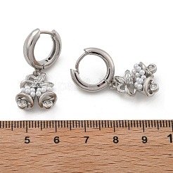 Латунные серьги-кольца из прозрачного кубического циркония EJEW-R016-06P