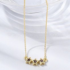 Colliers pendentifs triple étoile en laiton et verre&nbsp;KK-CBAB173-03G-07