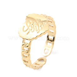 Кольца-манжеты из нержавеющей стали 304 с надписью «любовь открыта» на день святого Валентина RJEW-D002-15G