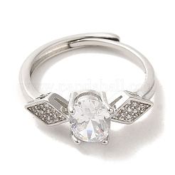 Латунные кольца с цирконием микро паве для женщин&nbsp;RJEW-E295-43P