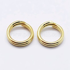 スターリングシルバーのスプリット丸カン 925 個  ダブルループ丸カン  丸い輪  ゴールドカラー  6x2mm  内径：4mm&nbsp;STER-F036-01G-1x6mm