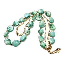 Двухслойные ожерелья из нержавеющей стали 304 с натуральными ракушками NJEW-G181-09G