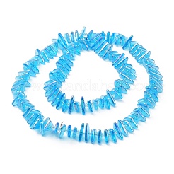 電気メッキ透明ガラスビーズ連売り  虹メッキ  三角形  ライトスカイブルー  9x15.5~16mm  穴：1mm  約120個/連  24.57~25.67''（62.4~65.2センチメートル）&nbsp;EGLA-R114-01G