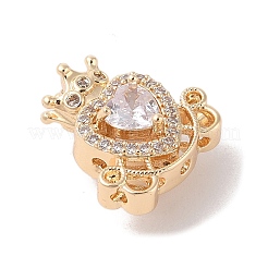 Золотистые латунные бусины с цирконием микро паве KK-B100-036G