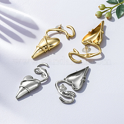 2 пара двухцветных сережек-гвоздиков в форме сердца из сплава EJEW-GO0001-24