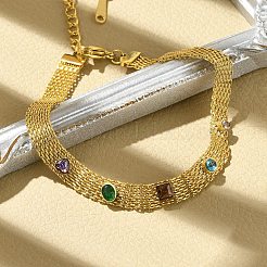 Браслеты-цепочки из нержавеющей стали 304 для женщин BJEW-P348-01E-G