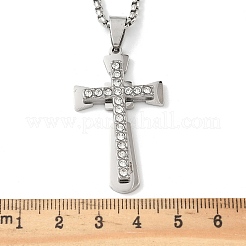 201 кулон-крест из нержавеющей стали с кристаллами и стразами&nbsp;LS-NJEW-H065-08P