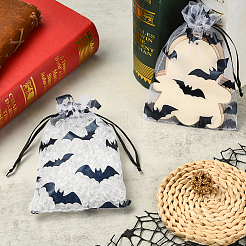 Сумки из органзы с завязками на тему Хэллоуина с принтом летучих мышей ABAG-WH20021-006D