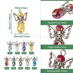 18шт 9 цветные гальванические прозрачные стеклянные подвески&nbsp;PALLOY-TAC0046