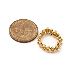 Латунные кольца на палец с круглыми бусинами&nbsp;RJEW-JR00909-01