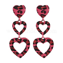 Серьги-гвоздики из сплава с кисточками в форме сердца с леопардовым принтом EJEW-Z112-05G