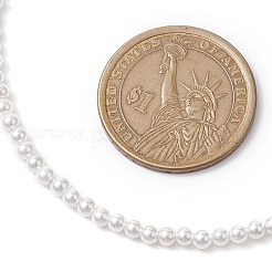 3mm ラウンドシェルパールビーズネックレス（女性用）  304ステンレススチール製金具付き  ホワイト  11.93インチ（30.3cm）&nbsp;NJEW-JN05077